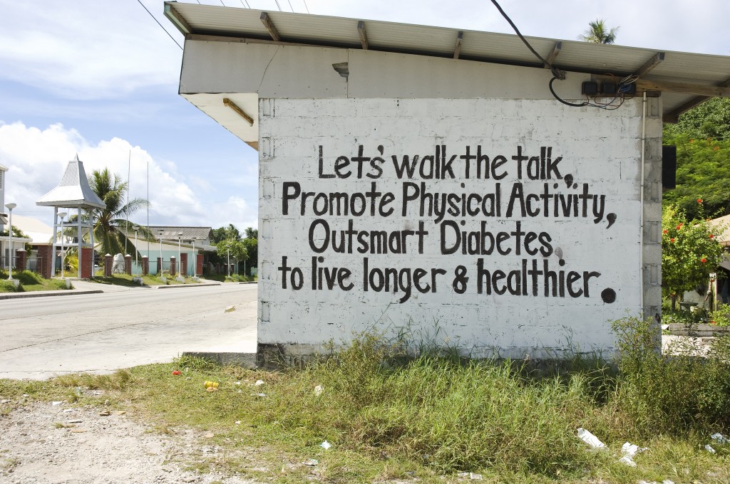 Health warning in Nauru. PHOTO: Lorrie Graham/DFAT on Flickr.