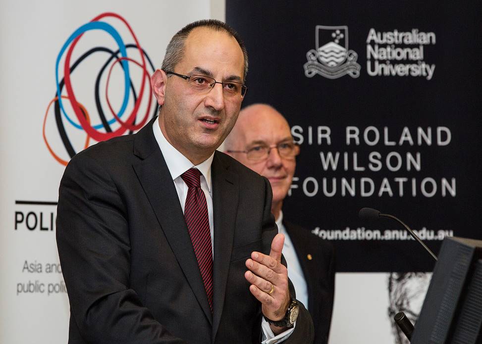 Michael Pezzullo giving speech at Crawford School of Public Policy on 21 April 2015.