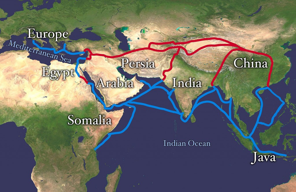 Image by NASA via Wikimedia Commons. https://commons.wikimedia.org/wiki/File:Silk_route.jpg